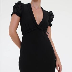 Rumored Black Midi Dress with Elegant Design
